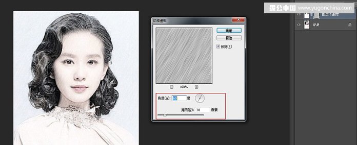 PS将美女头像照片制成逼真素描画效果